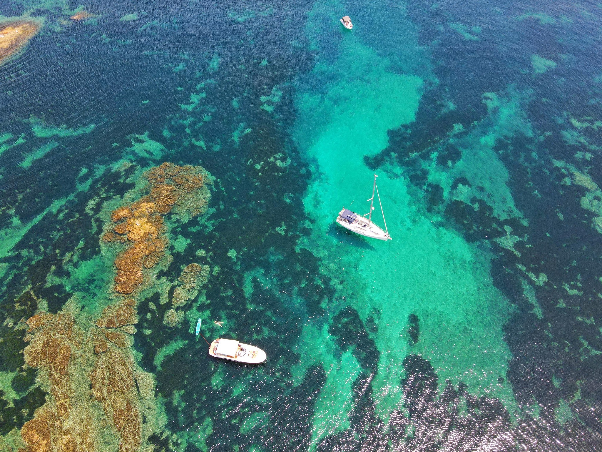 Aerial view of turquoise waters in Formentera