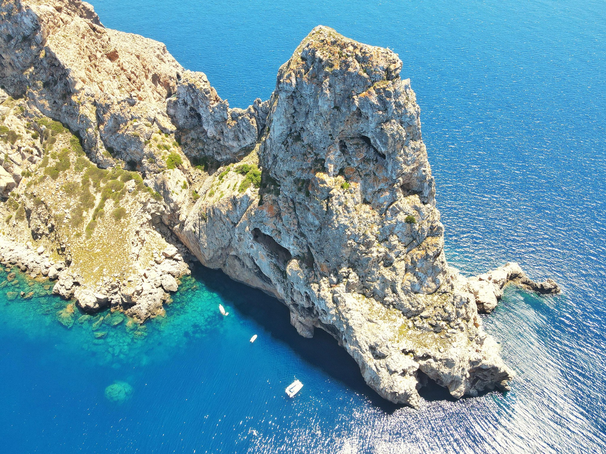 Aerial view of Es Vedra from the sea
