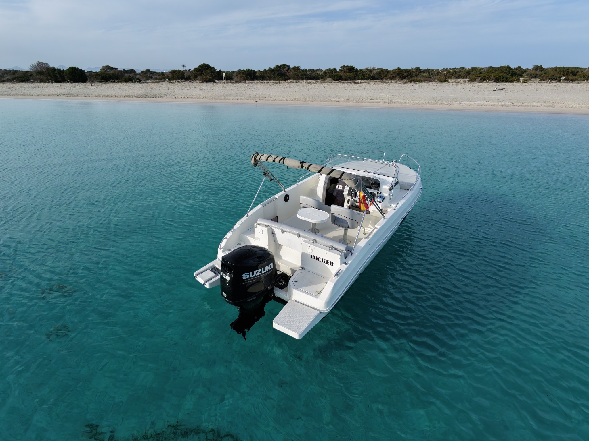 Drone view of Buena Proa stern at sea