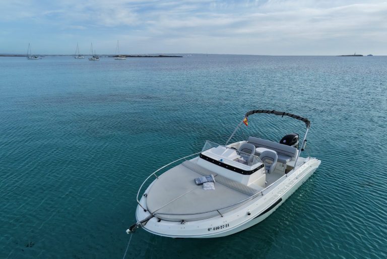 Atardecer en Ibiza Disfruta del atardecer. Alquiler de barco para 6 + patrón Ibiza y Formentera